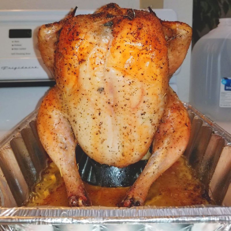 Large Ceramic Roaster Rack for Turkey&Big Chicken,Beer Can Turkey Stand