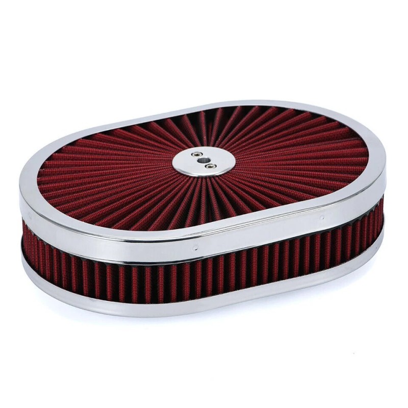 espeedpro21 Chrome 12"x2 Oval Super flow Thru Air Cleaner Washable