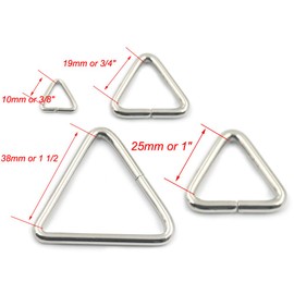 Bluemoona 25 Pcs - 19mm 3/4" Triangles Rings for Belt Buckle Bag Webbing Nickel