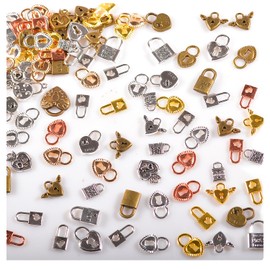 stino 100 Gram Heart Lock Metal Charms for Jewelry Making, Silver & Gold, Bulk Pack Pendant for Earrings Bracelets, Necklaces, Crafts (Mixed Color)