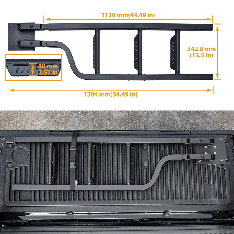 KEWISAUTO Foldable Pickup Truck Tailgate Ladder, 45" Heavy Duty Universal
