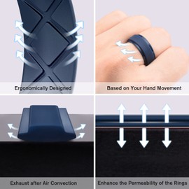 Egnaro Silicone Ring for Men, 7 Rings / 4 Rings / 1 Ring Step Edge Rubber Wedding Bands 8.5mm Wide - 2.5mm Thick