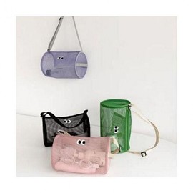 Cute Circle Eye Mesh Round Beach Bag Pink Tote