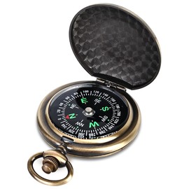 Mitening Outdoor Compass, Portable Brass Compass, Pocket Compass, Classic Waterproof Marching Compass, Pocket Watch, Flip Open with Luminous Numbers for Hiking, Camping, Hunting and Outdoor Activities