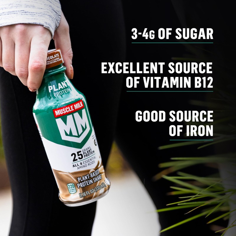 Muscle Milk Plant Based Protein Shake, Chocolate, 11.16 Fl Oz