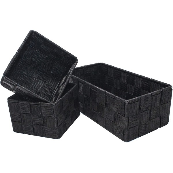 Clay Roberts Storage Baskets, 3 Pack, Black, Small Storage Baskets