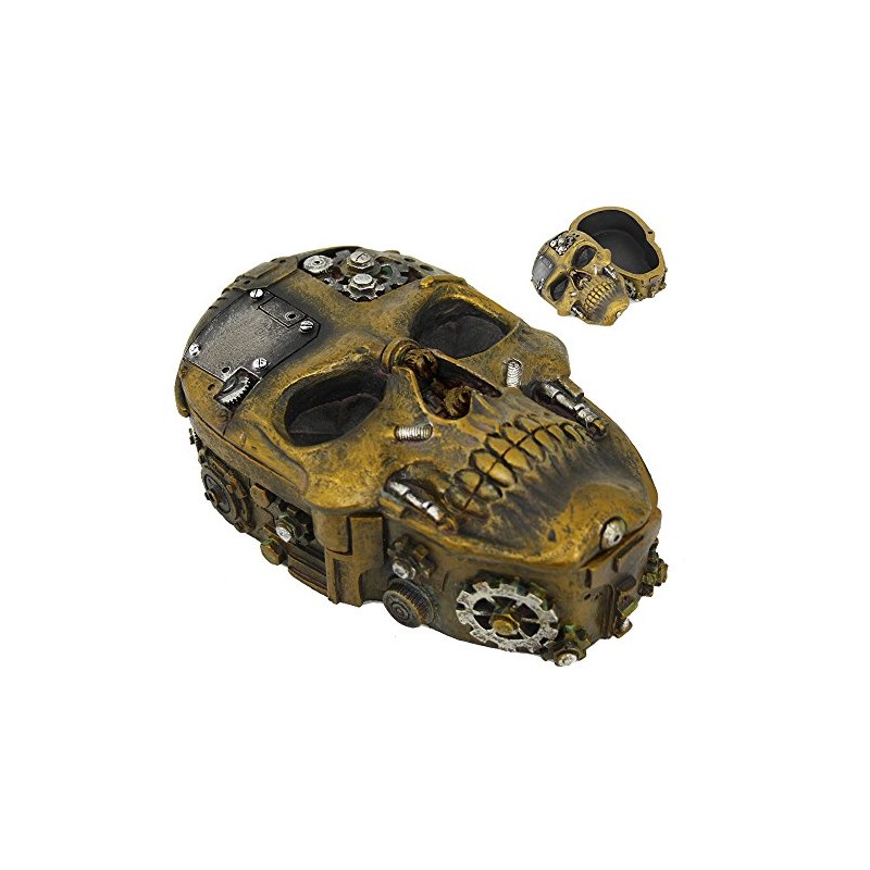 Steampunk Inspired Skull with Nuts and Bolts Lidded Trinket Box