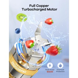 Ganiza Blender for Smoothies, 14Pcs Personal Blender for Shake and Smoothies for Kitchen with 3 Portable Cups (1x24oz & 2X17oz), Single Serve Smoothie Maker, Nutritious Recipe