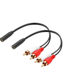 Borsuer 3.5mm TRS Female to 2 RCA Male Stereo Y Connector Audio Cable 2 Pieces, Gold Plated Adapter RCA to 3.5mm Splitter 9 Inches Compatible for TV, Smart Phones, Speakers, Home Theater