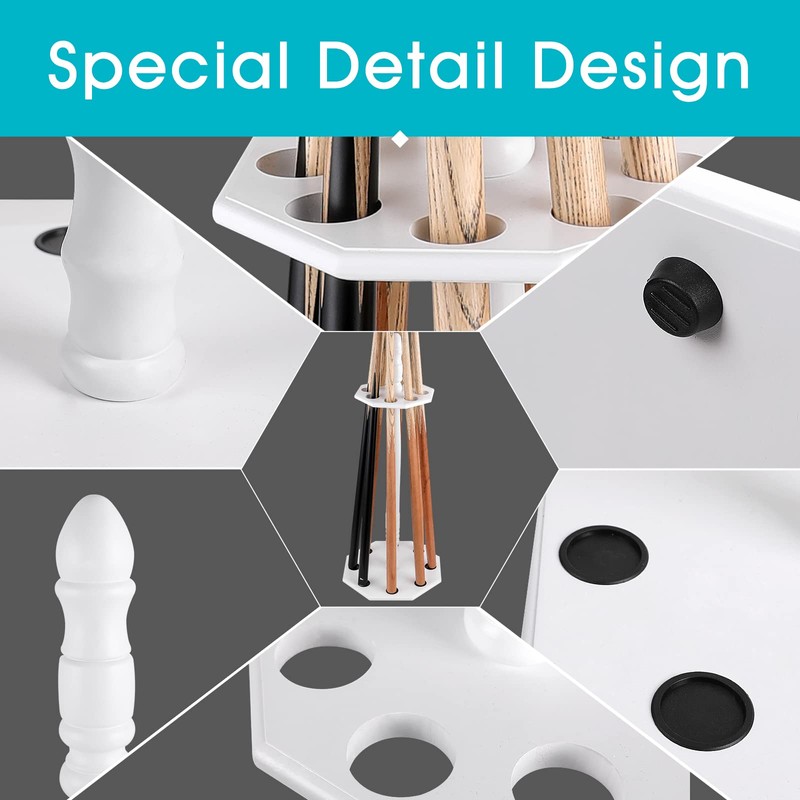 HMQQ Pool Stick Holder/Pool Cue Rack (White, Floor Stand)