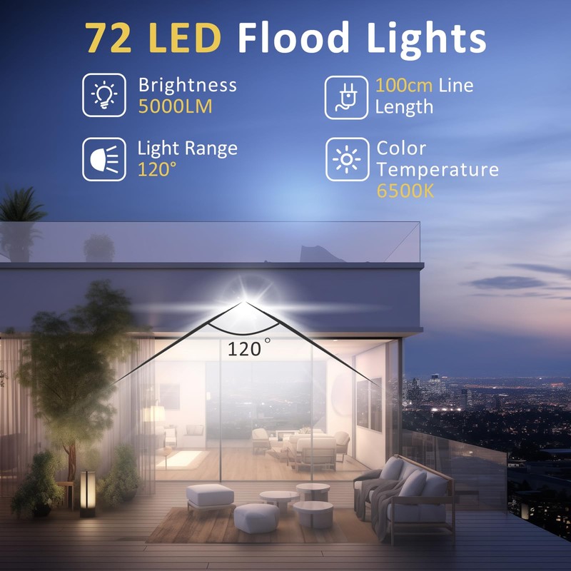 ZHPINGMX 50W LED Flood Light Outdoor, 5000LM Super Bright Floodlight