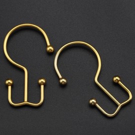 CHICTIE Gold Shower Curtain Hooks, Double Shower Curtain Rings, Stainless Steel Shower Curtain Hooks Rings Rust Proof, Anti-Drop Shower Hooks Hangers for Shower Curtain Rods Bathroom (12 Pack)