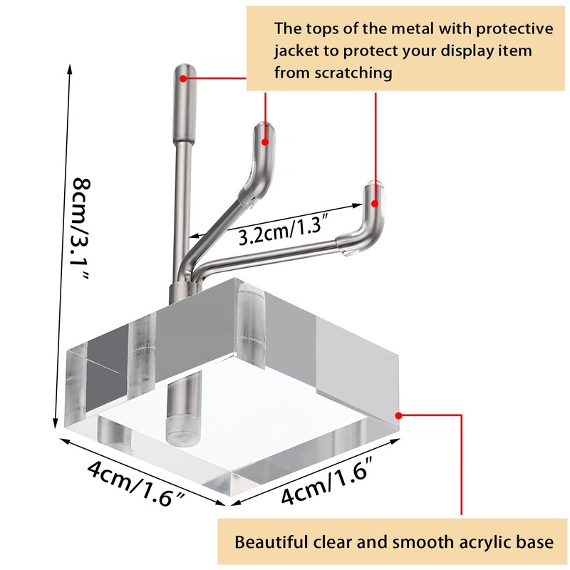 BTSKY Mini Size Adjustable Silver Metal Arm Easel Square Acrylic