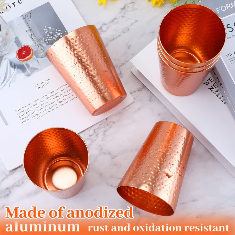 Nuogo 12 Pieces Aluminum Drink Cup, Copper Water Tumblers,14 oz