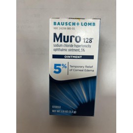 Muro 128 Ointment, Temporary Relief of Corneal Edema, Eye Care, Sodium Chloride Hypertonicity Ophthalmic 5% Ointment , 0.12 Oz