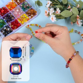 BEEFLYING 200 Pieces 4mm Cube Crystal Glass Beads for Jewelry Making Square Glass Spacer Beads for Bracelet Necklace Earring Craft Diy Home Decor（Blue