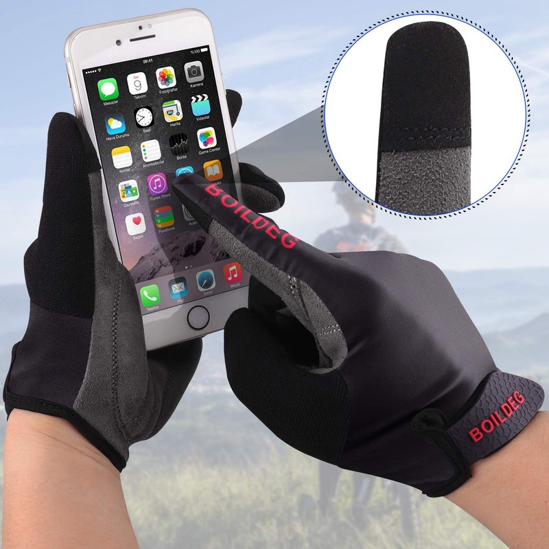 BOILDEG Cycling Gloves Full Finger Mountain Bike Gloves with Anti-Slip