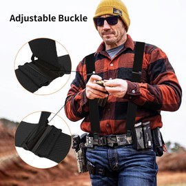 KRICJYH Black Suspenders for Men Big and Tall Heavy Duty Clips Hunting X-Back Elastic Braces Work Suspenders