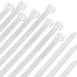 Saisn 100pcs Zip Ties Plastic Cable Zip Ties Self-Locking Nylon Wire Ties Heavy Duty Ultra Strong Zip Straps (10 Inch, White)