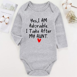 Azzwnee I'M Adorable Take After My Aunt Baby Boy Clothes Unisex Funny Baby Bodysuit 0-3 months graylong