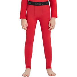 QBK Toddler Boys 2T to Youth Compression Pants Base Layer Leggings Tights for Basketball Soccer Football Baseball Red