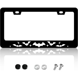 BLVD Bat Gothic Style Black Stainless Steel License Plate Frame Including Hardware