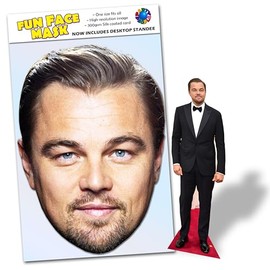 Party People 1 x Leonardo Dicaprio - Ready To Wear Celebrity Face Mask Includes Freestanding 20cm Desktop Standee Card Cutout - Standee Leonardo D