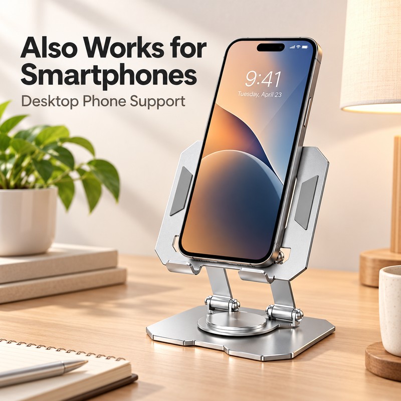 Foldable Tablet & Phone Stand for Desktop Use – 360°