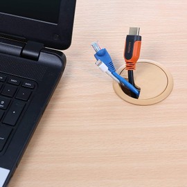 sossai® Cable grommet KDM2 (1 piece) | cable passage/desk duct for desks, office and worktops | colour: beech | diameter: 60 mm | material: plastic