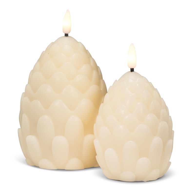 Abbott Collection Pinecone Flameless Wax Candle with LED Wick and