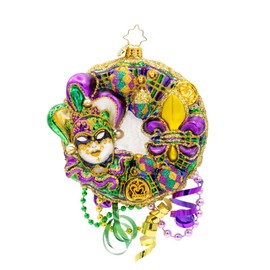 Christopher Radko Hand-Crafted European Glass Christmas Tree Decorative Ornament, Mardi Gras Majesty