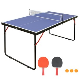 SculPong Ping Pong Table Foldable 4.5FT Table Tennis Table for Indoor Outdoor with with Net, Table Tennis Paddles and Balls
