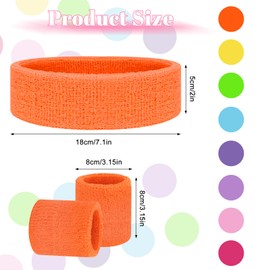 Mulaibdin Pack of 8 Sweatbands Wrist & Forehead, Tennis Sweatband Men Women Fitness Sweatbands Cotton Headband Sports Sweat Sweatband Children for Basketball Running (8 Colours)