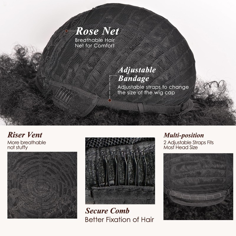 Vitorish Afro Wigs for Black Women 12Inches Glueless Synthetic Short