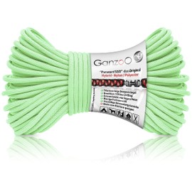 Ganzoo Paracord 550 Rope Light Green, 4 mm, Type 3, Nylon Polyester, Hybrid, Bracelet, Dog Lead, Dog Collar, Approx. 250 kg Breaking Load, Outdoor Rope, Camping Cord, All-Purpose Rope, 30 Metres