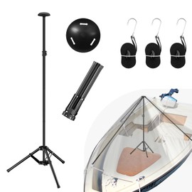 Boat Cover Support Pole with 24" Wide Tripod Base, 33"-63" Adjustable Height Stable Windproof Support Pole for Jon Pontoon Boats with 3 Straps and Storage Bag