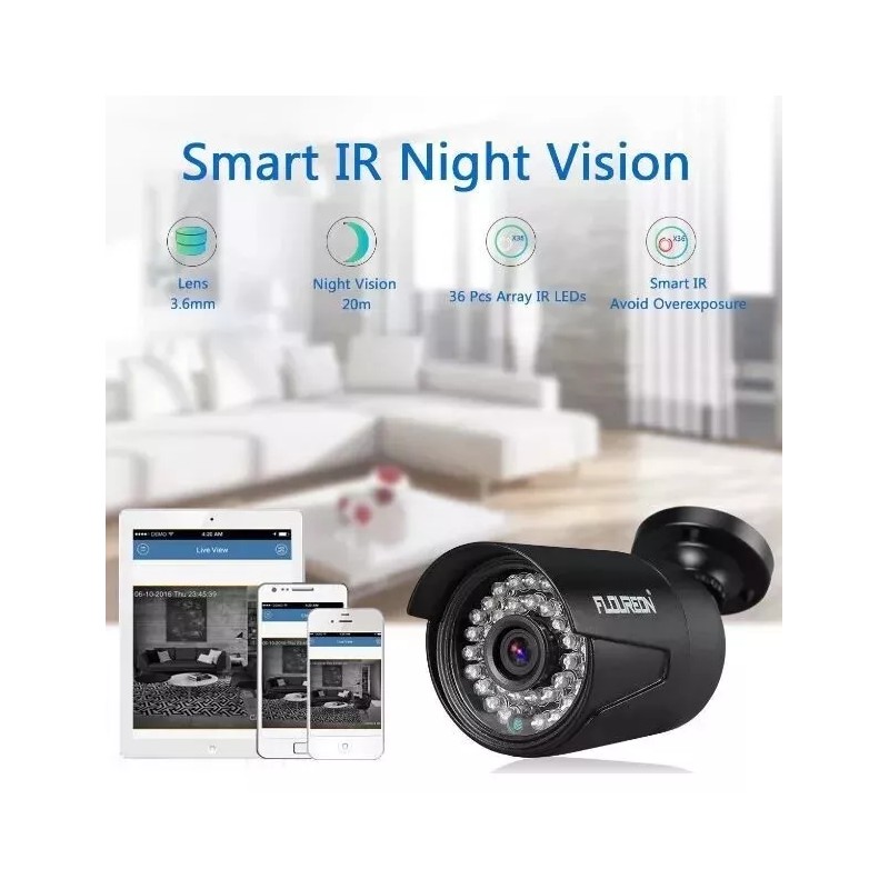 Floureon Security Camera NTSC System 4 AHD Cameras, 720P, 8CH
