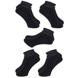 Nithra Men's Ankle Socks, Solid Color, Short Socks, Thin, Set of 6, Ankle, Hard to Slip Off, Cotton Blend, Yearly 9.4 - 10.6 inches (24 - 27 cm), 10.6 - 11.4 inches (27 - 29 cm), 27-29cm Black 5 Pairs
