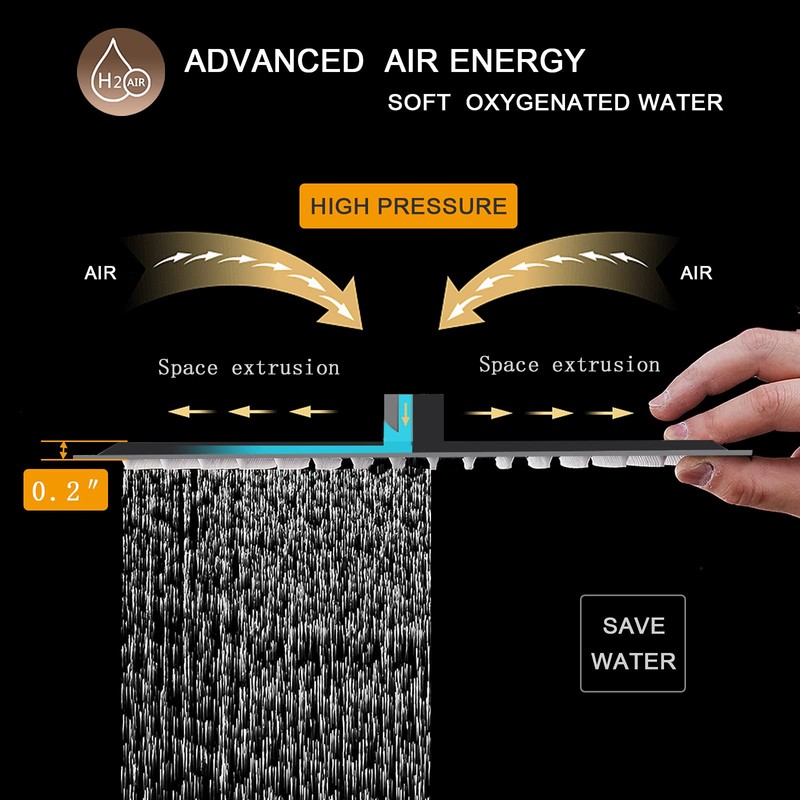 BESy 12 Inch Rain Shower Head, 12" Square Rainfall &