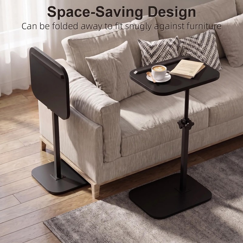 C Shaped End Table for Couch, TV Dinner Tray Table