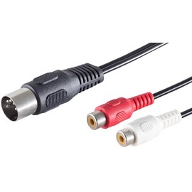 1aTTack.de 5x 0.2m 5-pin DIN socket - 2 RCA plugs/stereo audio adapter cable. Perfect for HiFi music systems and studios.