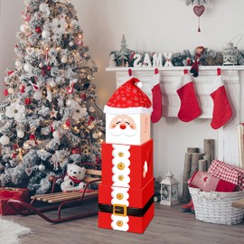 Marspark 4 Pieces Christmas Box Decoration Christmas Nesting Boxes Christmas Decorative Boxes Stackable Christmas Boxes Stackable Nesting Boxes Christmas Stacking Boxes(Santa)