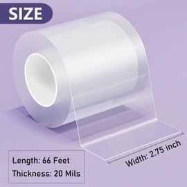 Transparent Window Sealing Tape,2.75 Inch x 66 FT,Window Insulation for Winter,Weather Stripping Heavy Duty,Clear Draft Seal Tape for Doors Windows and Ac,No Residue