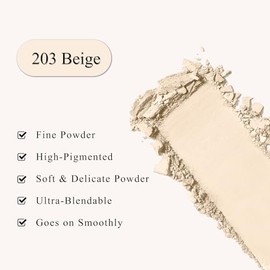 FIVEFULU Paleta de sombras de ojos en polvo compacto de color beige mate, sombras de ojos individuales en color blanco roto, maquillaje de ojos de larga duración y alta pigmentación