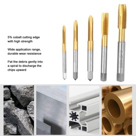 Machuelos Para Metal, 5 Piezas M4 Punta Macho De Máquina Juego De Machuelos Afilador De Brocas Para Metal para Hacer Roscas Juego de Machos Manuales de Tornillo de Rosca de Acero