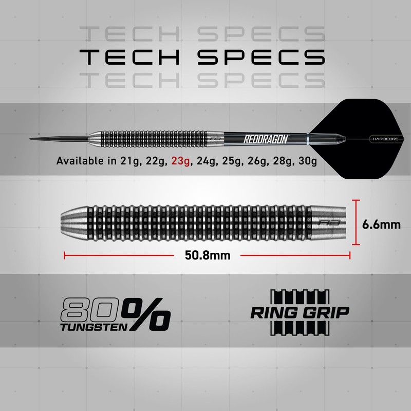 RED DRAGON Pegasus 23 Gram Professional Tungsten Steeltip Darts Set