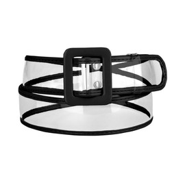Allegra K Womens Clear Waist Belt Plus Size Skinny Belts for Jeans Dresses Black 60-85cm/23.62-33.46"