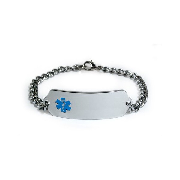 Ankylosing Spondylitis Medical ID Alert Bracelet with Embossed Emblem from Stainless Steel. Style: Classic Wide, Premium Series.
