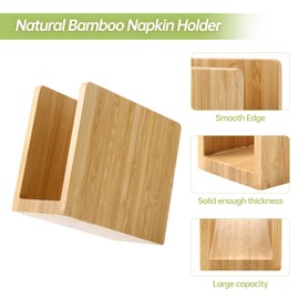 Bamboo Vertical Napkin Holder - Wooden, Natural, Strong and Waterproof - For Table, Kitchen and Countertops