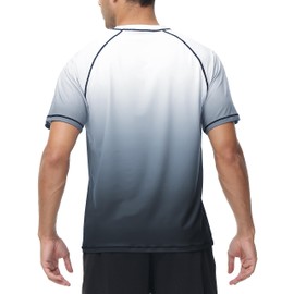 YuKaiChen Rashguard Men's Swimming Shirt, Quick-Drying, Breathable Swimming T-Shirt with Short Sleeves, Rash Guards, Water Sports for Men, White-carbon grey